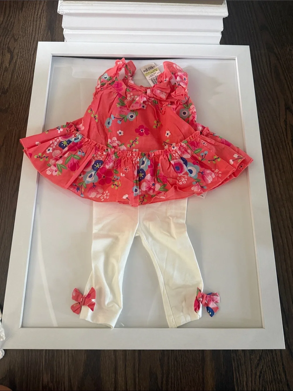 First Impressions Coral Floral Top with White Leggings Kids Matching Set